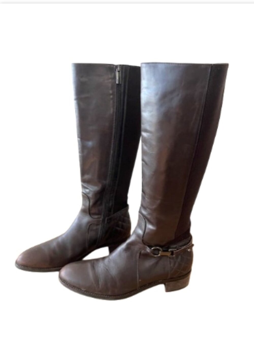 Aquatalia Nia Women’s 10 Brown Leather Knee‑High Riding Boots Italy Vibram Sole